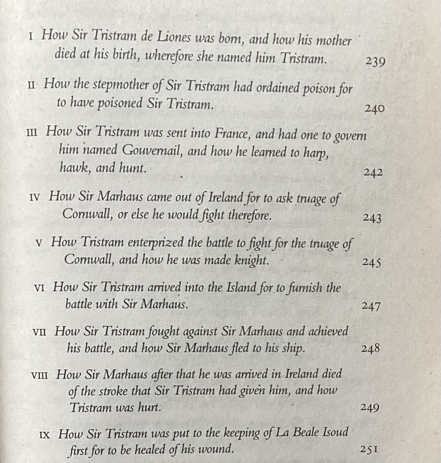 Chapter Headings Book 8 Morte D’Arthur