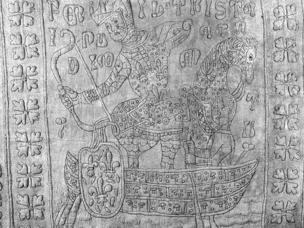 Morholt on a boat, quilted panel