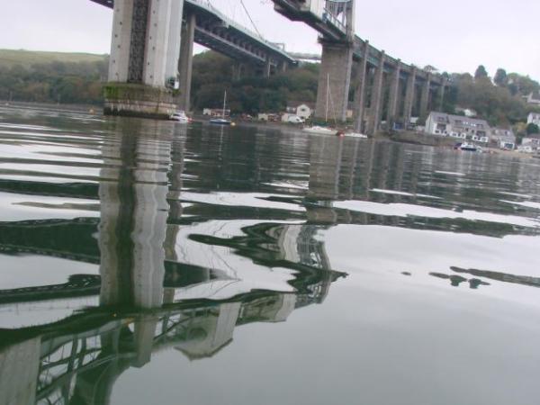 River Tamar at Saltash, with Tamar Bridge and Brunel’s bridge in background