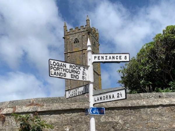 St Buryan crossroads signpost