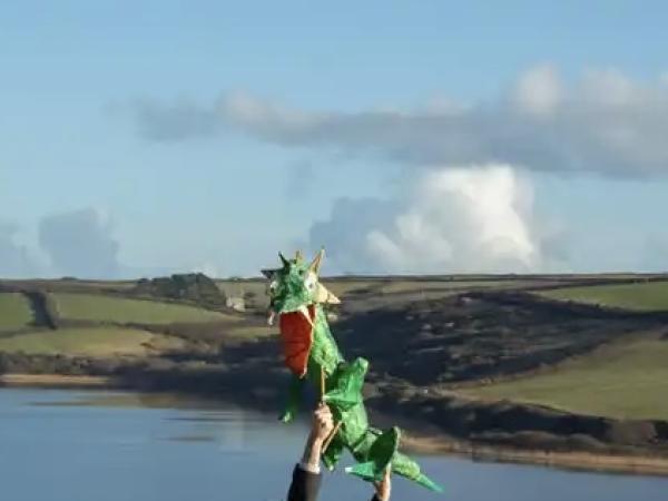 Dragon puppet at Loe Pool