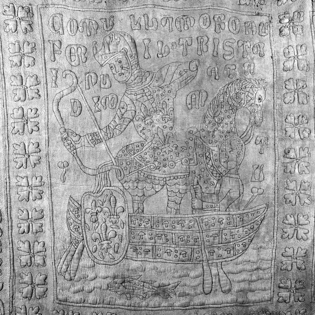 Morholt on a boat, quilted panel