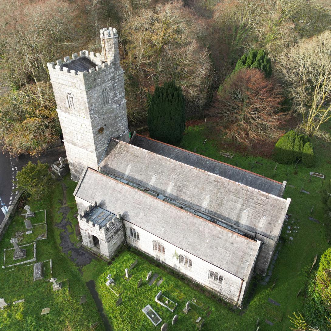 Luxulyan Church photo from the air